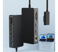 Microsoft Surface Dock Triple pantalla con fuente de alimentación, estación de acoplamiento Surface Pro 12 en 1 Dual 4K HDMI+VGA para Surface Pro 9/8/X/7/6/5/4/3, Surface Laptop go/5/4/3/3/2/1