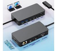 Microsoft Surface - Estación de acoplamiento triple pantalla 4K a 60Hz HDMI+ USB C + DP con adaptador de corriente de 120 W, estación de acoplamiento Surface Pro para Microsoft Surface Pro 12/11/10/9