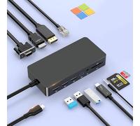 Microsoft Surface Thunderbolt 4 Dock,11 en 1 Microsoft Surface Docking Station Hub con 4K HDMI+DP+VGA USB C Surface Dock para Surface Pro 11/10/9/8/X/7+/7,Laptop 7/6/5/4/3,Laptop Studio 2/1,Go 4/3/2/1