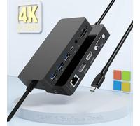 Microsoft Surface Thunderbolt 4 Dock (4K DP+HDMI+VGA) Triple Displays, 12 in 1 Estación de acoplamiento Surface para Microsoft Surface Pro 12/11/10/9/8/X/7+/7, Surface Laptop 7/6/5/4/3, Surface Laptop