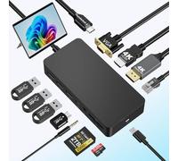 Microsoft Surface Thunderbolt 4 Dock (4K DP+HDMI+VGA) Triple Pantallas, Estación de Acoplamiento Surface 12 en 1 para Microsoft Surface Pro 12/11/10/9/8/X/7+/7, Surface Laptop 7/6/5/4/3