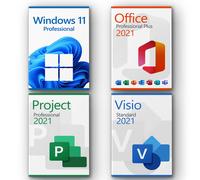 Microsoft Windows 11 Pro + Microsoft Office 2021 Pro Plus + Microsoft Project 2021 Pro + Microsoft Visio 2021 Standard Licencia para 3PC