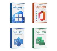 Microsoft Windows 11 Pro + Microsoft Office 2021 Pro Plus + Microsoft Project 2021 Pro + Microsoft Visio 2021 Standard Licencia para 3PC