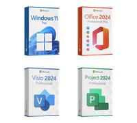 Microsoft Windows 11 Professional + Microsoft Office 2024 Professional Plus + Microsoft Project 2024 Professional + Microsoft Visio 2024 Professional Licencia para 3 PC