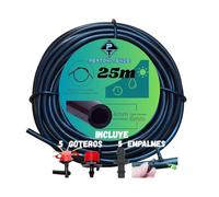 Microtubo de Riego 4mm para Goteo, Tubería para Riego, Fabricada en PVC Flexible y Resistente con 6mm de Diametro Exterior, Disponible en Rollo de 10, 25 y 50 metros, Color Negro (25 metros)