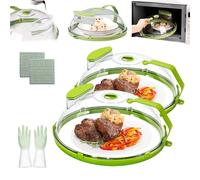 Microwave Cover for Food,2-in-1 Microwaves Cover,12 Inch Plastic Microwave Splatter Cover,with Handle Water Storage Box and Adjustable Steam Vents Holes for Plates Bowls and Cups (2PCS)