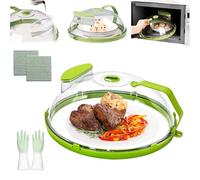 Microwave Cover for Food,2-in-1 Microwaves Cover,12 Inch Plastic Microwave Splatter Cover,with Handle Water Storage Box and Adjustable Steam Vents Holes for Plates Bowls and Cups (1PCS)