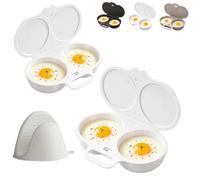 Microwave Egg Poacher With Lid & Handle, Dual Cavity Microwave Egg Poacher for 2 Eggs, Quick Oil-Free Cooking for Home, Office & Travel (2pcs White)
