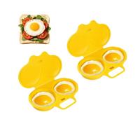 Microwave Egg Poacher With Lid & Handle, Dual Cavity Microwave Egg Poacher, Quick Oil-Free Cooking for Kitchen Cooking Tool (Yellow)