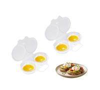 Microwave Egg Poacher With Lid & Handle, Dual Cavity Microwave Egg Poacher, Quick Oil-Free Cooking for Kitchen Cooking Tool (White)