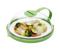 Microwave Food Cover - Splash Proof Heating Lid, Reusable High Temp Food Protector con mango y orificio de drenaje | Microwave Hot Dish Guard for Soup, Sauce, Leftover Meals, Snacks, Veggies, Fruit