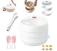 Microwave Oven Steamer, 2025 Upgraded Multifunctional Microwave Vegetable Steamer with a Transparent Lid and Tray,Kitchen Cooking Steamers for Cooking Dumplings, Vegetable (Three-layer,1PCS)