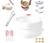 Microwave Oven Steamer, 2025 Upgraded Multifunctional Microwave Vegetable Steamer with a Transparent Lid and Tray,Kitchen Cooking Steamers for Cooking Dumplings, Vegetable (Double-layer,2PCS)