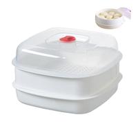 Microwave Oven Steamer, Microwave Steamer for Vegetables, Layered Water Storage Design, Kitchen Cooking Steamers for Cooking Food and Vegetables (Square+Two Layers)