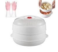 Microwave Oven Steamer,Multifunctional Microwaves Vegetable Steamer with a Transparent Lid and Tray,Kitchen Cooking Steamers for Steamed Bread and Vegetables (2 Layer)