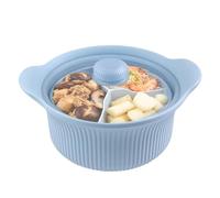 Microwave Oven Steamer, Silicone Compartment Cooker, Multisection Vegetable Steamer Microwave Bowl, Fast Healthy Meal Prep Kitchenware for Home, Food, Veggie, Noodles, Pasta, Fish Soup, 9.06 Inch