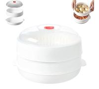 Microwave Oven Steamer, Single/Double Layer Microwave Oven Steamer With Lid and Tray, Separate Design with Drainage Layer, Easy to Clean for Cooking Dumplings, Vegetable, Food Cooking (2 Layer)