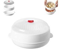 Microwave Oven Steamer, Single/Double Layer Microwave Oven Steamer With Lid and Tray, Separate Design with Drainage Layer, Easy to Clean for Cooking Dumplings, Vegetable, Food Cooking (1 Layer)