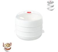 Microwave Oven Steamer with Lid and Tray, 2025 Microwave Oven Steamer, Thickened Food Grade Material Separate Design with Drainage Layer for Steamed Bread and Vegetables (3-Layer)
