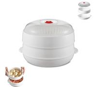 Microwave Oven Steamer with Lid and Tray, 2025 Microwave Oven Steamer, Thickened Food Grade Material Separate Design with Drainage Layer for Steamed Bread and Vegetables (2-Layer)
