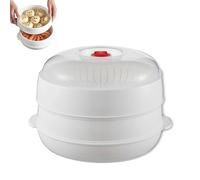 Microwave Oven Steamer, With Lid and Tray, Layer Microwave Oven Steamer, for Cooking Dumplings, Vegetable, Kitchen Cooking (Double layer)