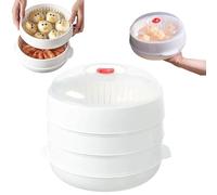 Microwave Oven Steamer With Lid and Tray, Multifunctional Kitchen Cooking Steamers, Layered Water Storage Design, for Vegetable, Cooking Dumplings(3-layer)