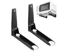 Microwave Shelf Wall Mount - Retractable Adjustable Arms, Rust Resistant Metal Frame, Thickened Support Structure, Compact Storage System | Home, Office Pantry, Small Kitchen, Utility Room