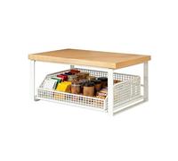 Microwave Shelf - Wood Metal 37x26x18cm | Countertop Storage Organizer Rack | Adjustable Pull Out Basket Stand | Coffee Machine Toaster Kitchen Storage Shelf | Space Saving Kitchen Organizer For Home