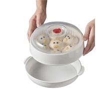 Microwave Steamer Cooker - Dumplings Steaming Cookware | Microwave Steamer with Lid and Tray | Steam Vegetables, Rice, Eggs, Food, Noodles | Quick Healthy Cooking for Kitchen, Dining Room, Restaurant