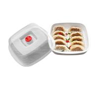 Microwave Steamer Cooker - Square Shape Kitchen Tool | Heating Cookware with Lid, Veggies Rice Buns Accessory, Food Dinner Meals Equipment, Compact Portable for Household Cooking Gear