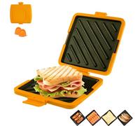 Microwave Toastie Sandwich Maker, Mini Grill Toastie Sandwich Make, Wireless Panini Press with Nonstick Plate, No Electricity, for Home Office And Travels (Orange)
