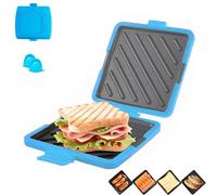 Microwave Toastie Sandwich Maker, Mini Grill Toastie Sandwich Make, Wireless Panini Press with Nonstick Plate, No Electricity, for Home Office And Travels (Blue)