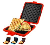 Microwave Toasty Sandwich Maker, Microwave Toasty Sandwich Maker for Quick Breakfast and Lunch, Fst Time Saving Microwaveable Press Toaster, No Electricity, Easy to Clean, Wireless (Red)