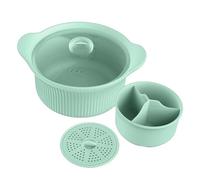 Microwave Vegetable Steamer - Silicona Food Grade with Handle | Microwave Steamer Bowl Dishwasher Safe | for Oven Air Fryer Cooking Home Apartment Kitchen Food Veggie Pasta Soup Fish Seafood