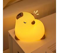 Microwear Capybara Luz nocturna para niños, Capybara Touch Control Lámpara de noche, recargable, puede ser cronometrada nocturna para niños, Kawaii silicona Capybara Lamp regalo recién nacido niña