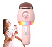 Mics de Karaoke, micrófonos inalámbricos para,Micrófono para niños con Luces LED Dibujos Animados para Karaoke | Suministros de Canto portátiles de Altavoces de micrófonos para el hogar y al a