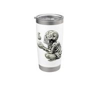 Mictlantecuhtli Dios azteca de la muerte Maya Blackwork Vaso térmico de acero inoxidable de doble pared