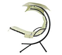 MICTONY Funda de cojín de repuesto para silla colgante de exterior y tela para paraguas, hecha para patio, tumbona curvada, hamaca, flotante, tela suave impermeable, blanco o amarillo canario