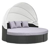 MICTONY Funda de cojín para sofá Cama Exterior, Funda de Repuesto de 66 Pulgadas con Banda elástica, Funda de cojín para Cama Solar, cojín Redondo para Cama Exterior, Solo Funda (sofá Cama no