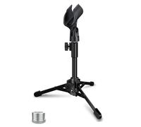 Mictop Soporte de micrófono plegable de escritorio con soporte de clip para micrófono dinámico, color negro