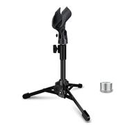Mictop Soporte de micrófono plegable de escritorio con soporte de clip para micrófono dinámico, color negro