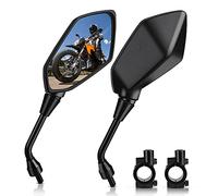 Mictuning - Juego de 2 retrovisores laterales universales con ojo de halcón para moto Kawasaki, Suzuki, Honda, Victory o Chopper, con pernos de 10 mm y abrazaderas para manillar de 7/8 pulgadas (2,22 cm)