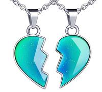 MicVivien 2 Piezas Collares de la Amistad, Colgante de Corazón de Temperatura Cambio de Color, Collares de Mejores Amigas Niñas, BFF Colgante (Corazón/Love You/Best Friend/Unicornio) Opciones