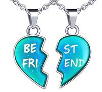 MicVivien 2 Piezas Collares de la Amistad, Colgante de Corazón de Temperatura Cambio de Color, Collares de Mejores Amigas Niñas, BFF Colgante (Corazón/Love You/Best Friend/Unicornio) Opciones