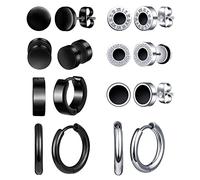 MicVivien 8-9 Pares Pendientes Pequeño Aro Pendientes Aretes de Botón, Set de Pendientes Piercing Acero Inoxidable para Hombres Mujeres