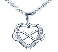 MicVivien Colgante Circonita en forma de Corazón Infinito Amor Collar Plata de ley 925 con 45 CM Cadena, Te Amo Mujer Collares Regalos para Madre Amante Ninas