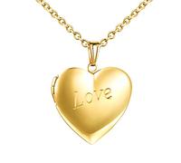 MicVivien Collar de Fotos Mujers con Colgante Corazón Locket, Collar Medallón Guardapelo Fotos Personalizada Joyería DIY Estampa Love/Doble Corazon Fotografía Conmemorativa Relicario