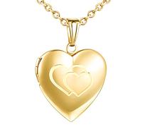 MicVivien Collar de Fotos Mujers con Colgante Corazón Locket, Collar Medallón Guardapelo Fotos Personalizada Joyería DIY Estampa Love/Doble Corazon Fotografía Conmemorativa Relicario