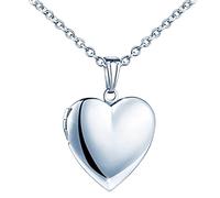 MicVivien Collar Medallón de Fotos Corazón Locket Personalizada Collar Guardapelo Joyería DIY Estampa Love/Doble Corazon Fotografía Conmemorativa Relicario Precioso para Mujeres