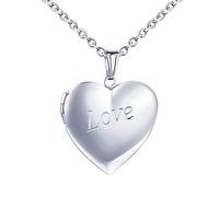 MicVivien Collar Medallón de Fotos Corazón Locket Personalizada Collar Guardapelo Joyería DIY Estampa Love/Doble Corazon Fotografía Conmemorativa Relicario Precioso para Mujeres